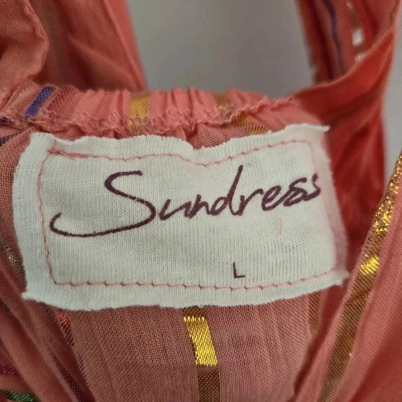 SUNDRESS Suzie Maxi Dress Sao Paolo Rainbow Metallic Stripe Pink Size Large  NWT - Picture 8 of 9